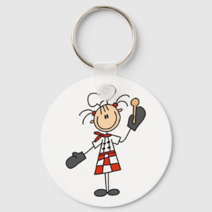 Female Chef with Oven Mitts Tshirts and Gifts Key Ring
