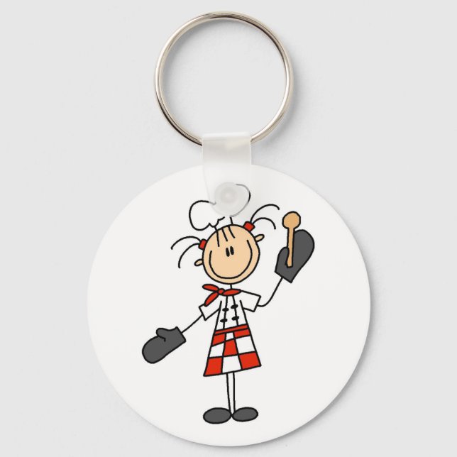 Female Chef with Oven Mitts Tshirts and Gifts Key Ring (Front)