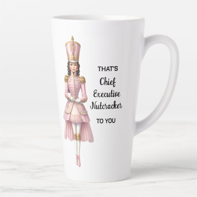 Female Christmas Nutcracker Pink & Gold Latte Mug (Right)