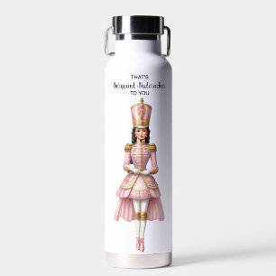 Female Christmas Nutcracker Pink & Gold Water Bottle