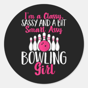 Female Cly Sy A Bit Smart Y Bowling Girl Classic Round Sticker