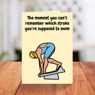 Female competitive swimmer for her funny birthday  card
