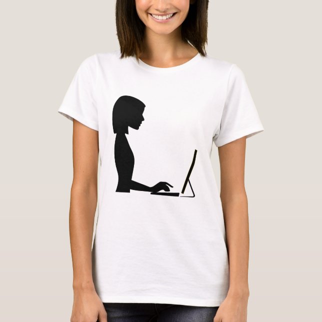 Female Computer Silhouette T-Shirt (Front)
