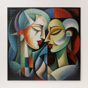 Female Couple Cubism Jigsaw Puzzle