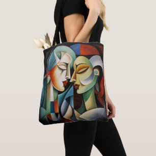 Female Couple Cubism Tote Bag