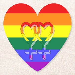 Female Couple Pride Symbols Rainbow Flag Paper Coaster