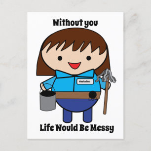Female Custodian Life Messy Funny Personalise Postcard