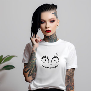 Female Cute Spooky Skeleton Face T-Shirt
