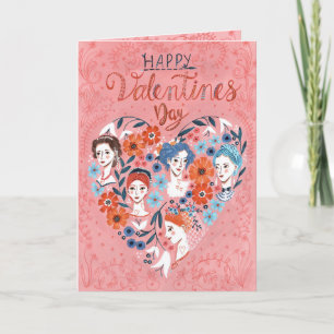 Female cute women Valentine's day Floral Heart Holiday Card