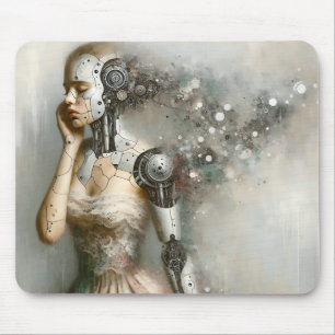 Female Cyborg Woman Ai Art Mouse Pad