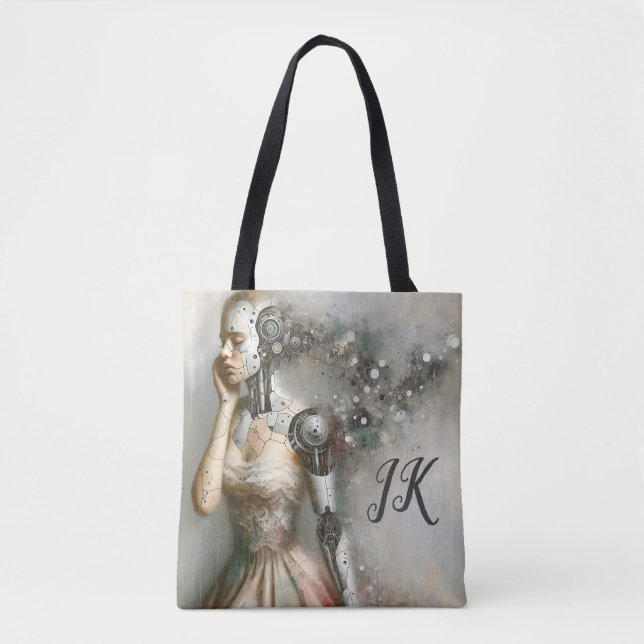Female Cyborg Woman Ai Art Personalised Tote Bag (Front)