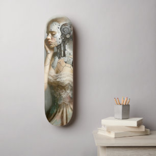 Female Cyborg Woman Ai Art Skateboard