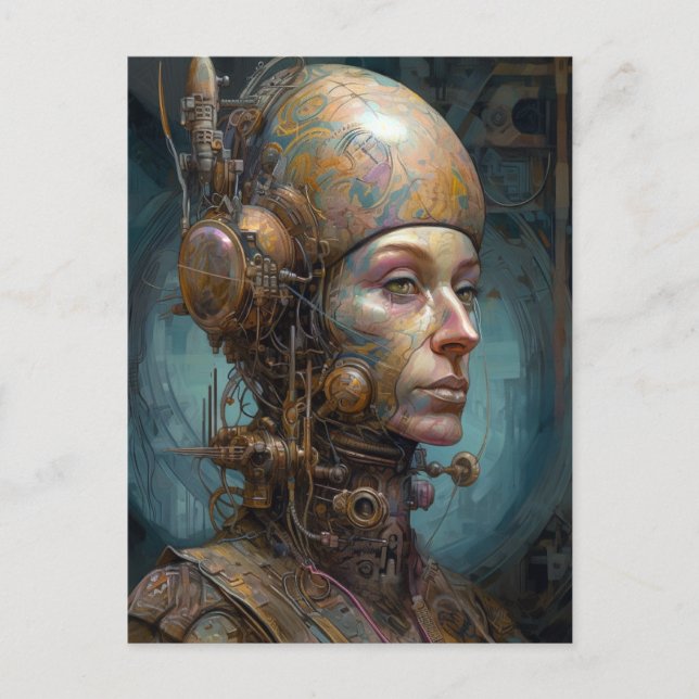 Female Cyborg Woman Science Fiction Postcard (Front)