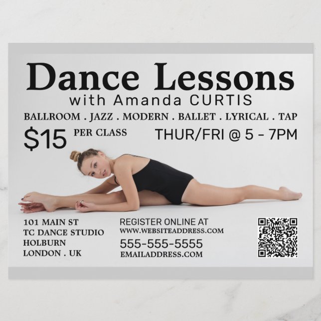 Female Dancer, Dance Lesson Advertising Flyer (Front)