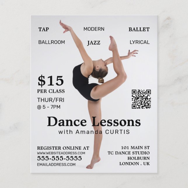 Female Dancer, Dance Lesson Advertising Flyer (Front)