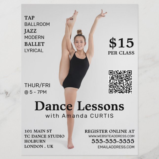 Female Dancer, Dance Lesson Advertising Flyer (Front)
