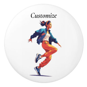 Female Dancer Hip Hop Thunder_Cove Ceramic Knob