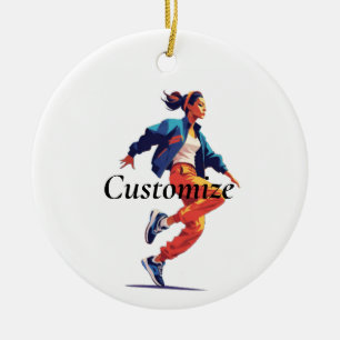Female Dancer Hip Hop Thunder_Cove Ceramic Ornament