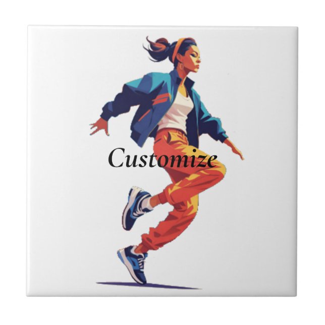 Female Dancer Hip Hop Thunder_Cove Ceramic Tile (Front)