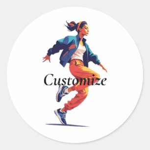 Female Dancer Hip Hop Thunder_Cove Classic Round Sticker