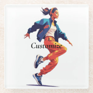 Female Dancer Hip Hop Thunder_Cove Glass Coaster