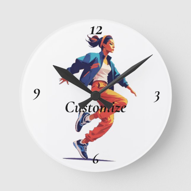 Female Dancer Hip Hop Thunder_Cove Round Clock (Front)