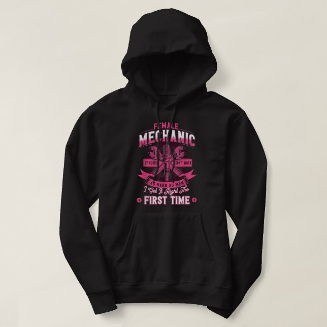 Female Diesel Mechanic Gifts Female Mechanic Hoodie (Design Front)