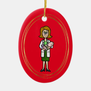 Female Doctor Holding Baby Christmas Ornament