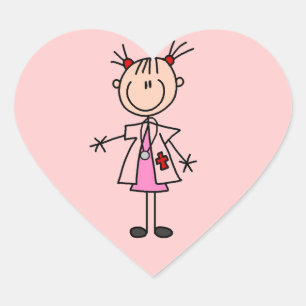 Female Doctor Stick Figure Heart Sticker
