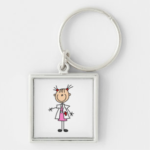 Female Doctor Stick Figure Key Ring