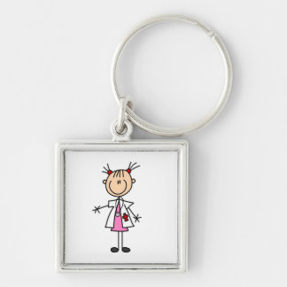 Female Doctor Stick Figure Key Ring