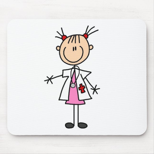 Female Doctor Stick Figure Mouse Pad (Front)
