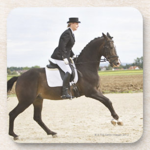 female dressage rider exercising 2 coaster