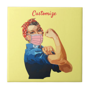 Female Empowerment Mask Thunder_Cove Ceramic Tile