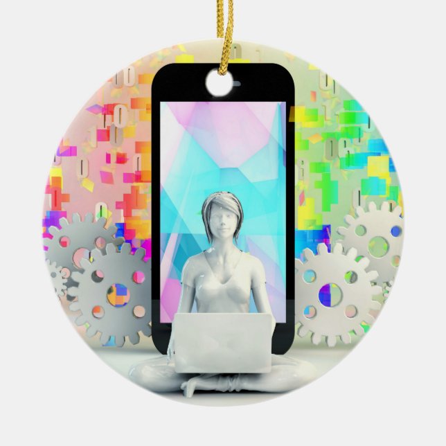 Female Entrepreneur and Lady Business Owner Online Ceramic Ornament (Front)