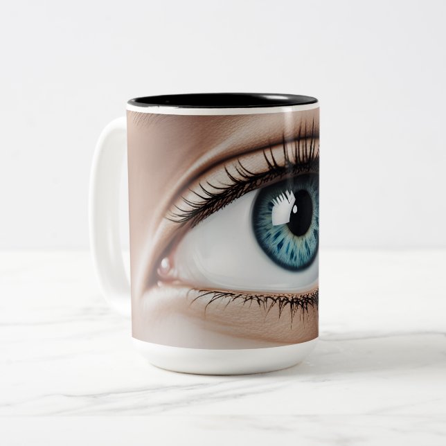 Female eye macro Two-Tone coffee mug (Front Left)