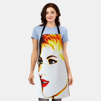 Female Face High Key Painting Apron