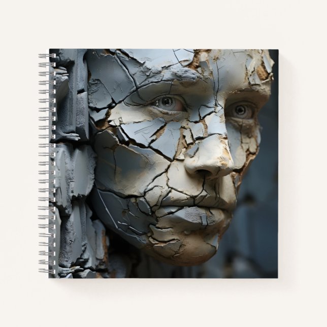 Female Face Protruding From The Old Plaster Notebook (Front)