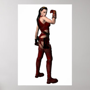 Female Fantasy Character in RED Poster