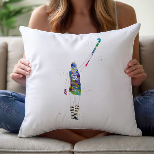 Female Field Hockey Player Cushion