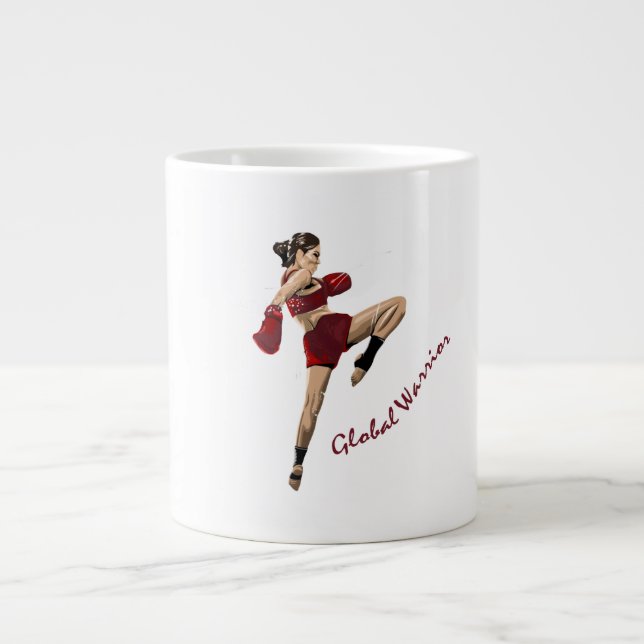 female fighter, global champion large coffee mug (Front)