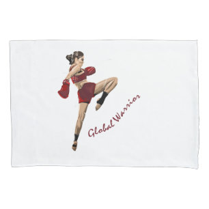 female fighter, global champion pillowcase
