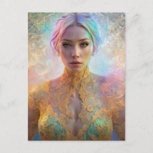 Female Figure in Pastel Lace Postcard