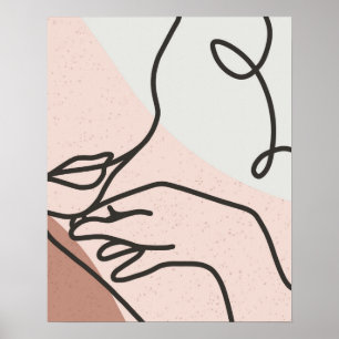 Female Figure One Line Drawing Abstract Art Print