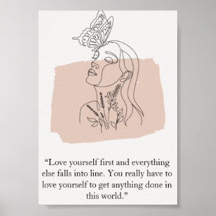 Female Figure One Line Drawing Abstract Poster