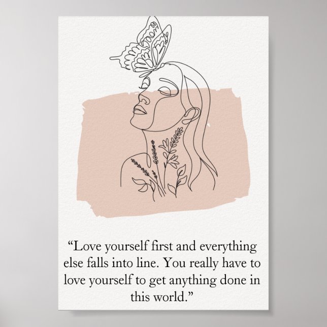 Female Figure One Line Drawing Abstract Poster (Front)