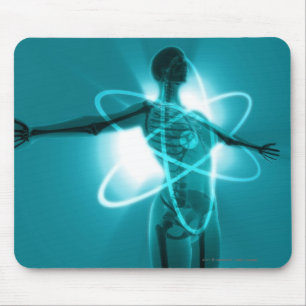 Female figure with an overlay of an atomic symbol mouse pad