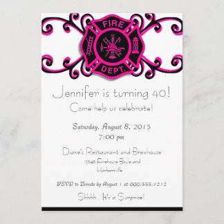 Female Firefighter Birthday Invitation