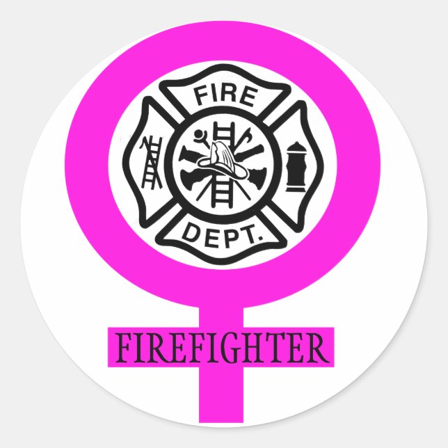 Female Firefighter Decal Classic Round Sticker (Front)