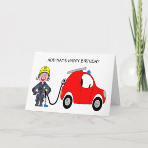 Female firefighter happy birthday card